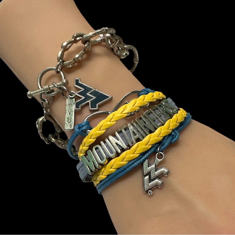 West Virginia Mountaineers Bracelets Set With Charms Toggle Clasp